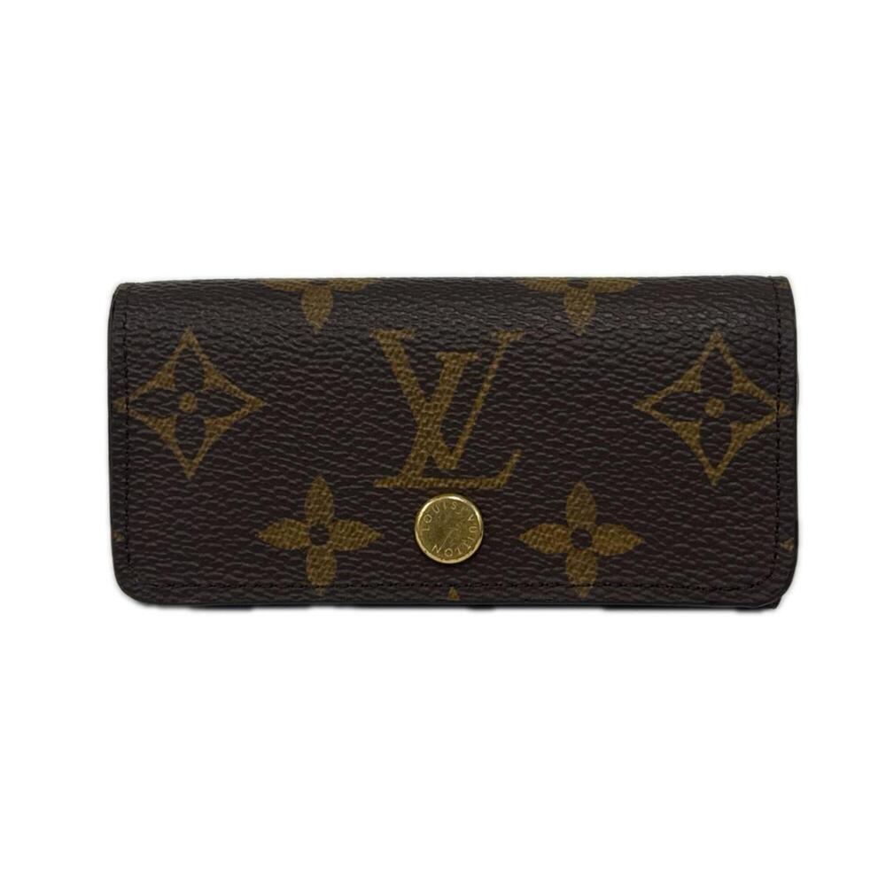 LOUIS VUITTON Monogram Key Case Multicles 4 M69517 Brown Beige Leather Women's